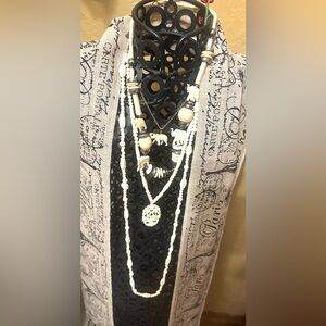 Lot 4 Vintage bone carved Elephant Beaded Necklace